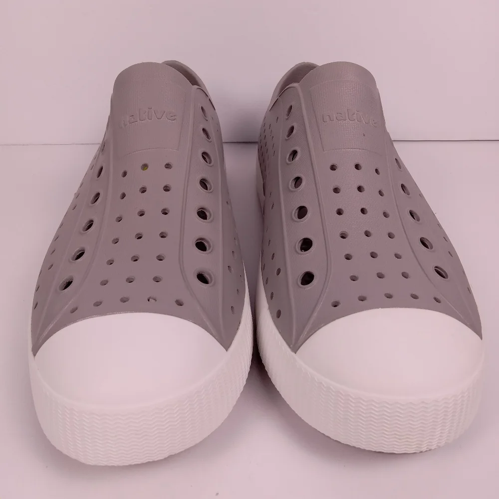 Native Jefferson Shoes Womens 11 Mens 9 Pigeon Grey Shell White Unisex Slip On